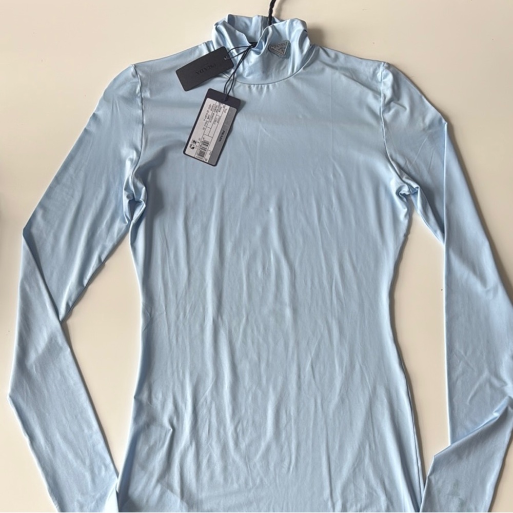 Prada baby blue logo turtle neck